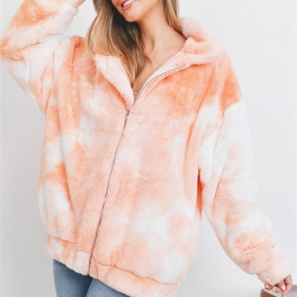 BOHO DOLLZ Teddy Sherpa Jacket peach - Picture 6 of 7